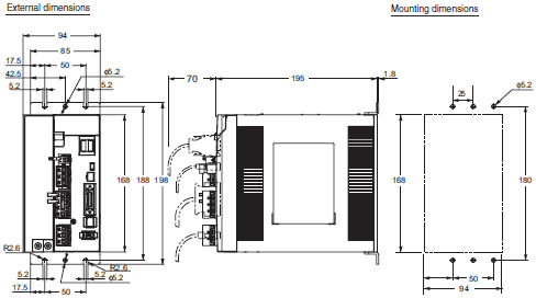 R88M-K, R88D-KN[]-ML2 Dimensions 10 