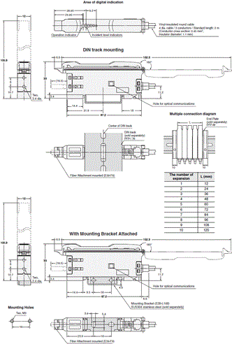 E3X-SD / NA Dimensions 4 