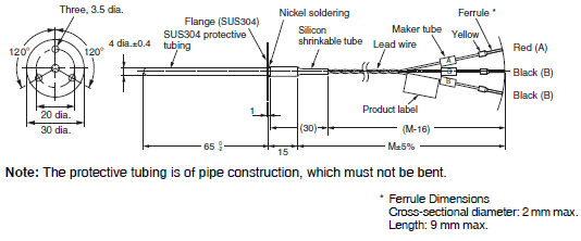 E52 with Ferrule (Low-cost Models) Dimensions 5 