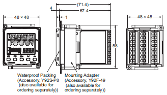 E5CD / E5CD-B Dimensions 3 