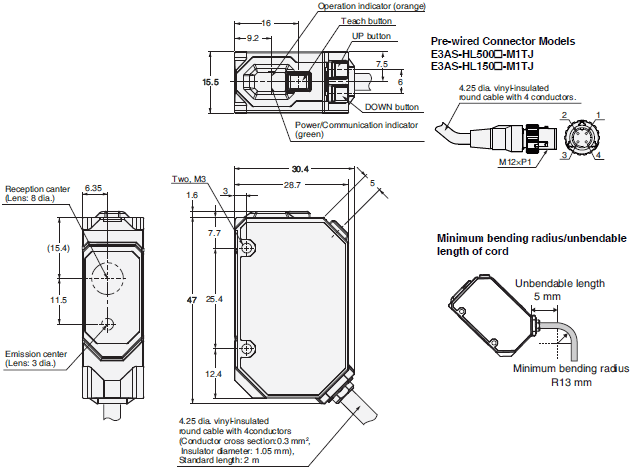 E3AS Series Dimensions 4 