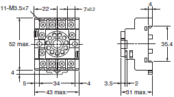 P2RFZ / P2RF, P2R, P7TF, PYFZ / PYF, PTFZ / PTF, PYD, PT, P7LF, PF, P2CF, PFA, P3G / P3GA, PL Dimensions 60 