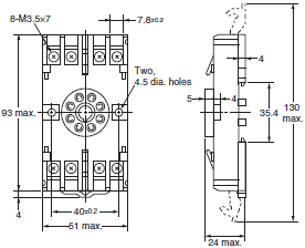 P2RFZ / P2RF, P2R, P7TF, PYFZ / PYF, PTFZ / PTF, PYD, PT, P7LF, PF, P2CF, PFA, P3G / P3GA, PL Dimensions 70 