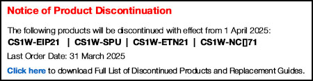 Product Discontinued CS1W-EIP21 / EIP21S CS1W-ETN21 CS1W-NC[]71